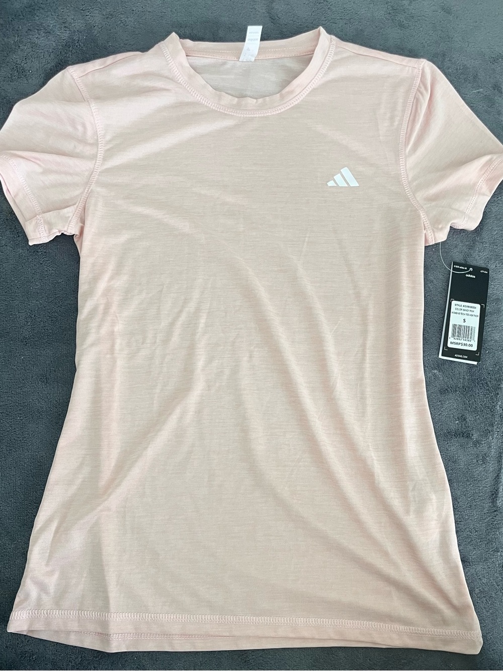 adidas Women's Pale Pink Crew Neck Short Sleeve Tee